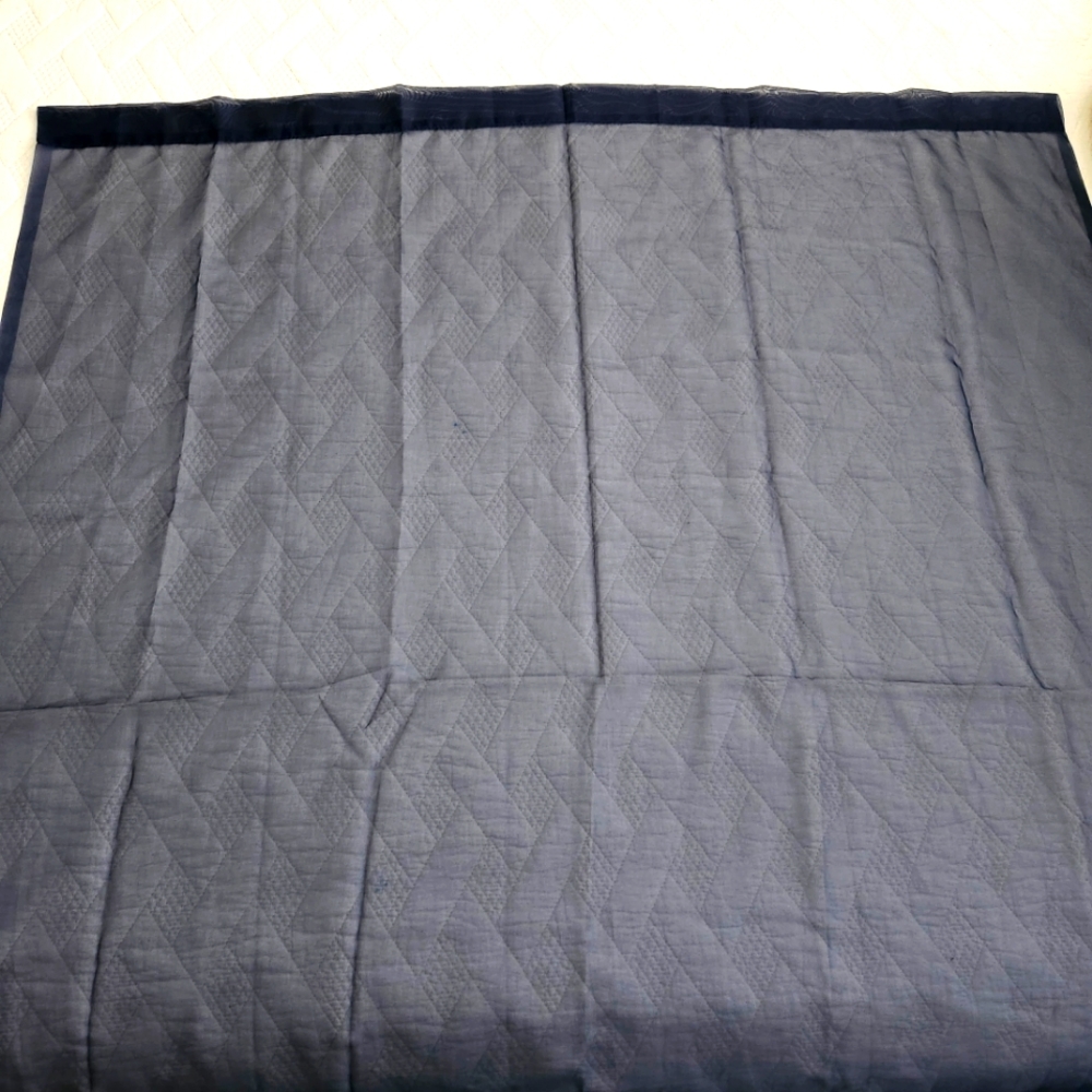 Navy Blue Sheer Curtain Panels 2 Size 43in W X 98in L With Pocket Rod